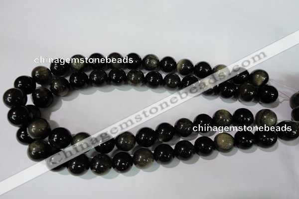 COB256 15.5 inches 14mm round golden obsidian beads wholesale