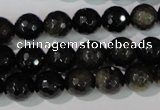 COB265 15.5 inches 10mm faceted round golden obsidian beads