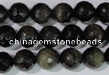 COB266 15.5 inches 12mm faceted round golden obsidian beads