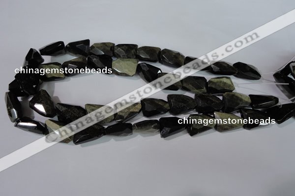 COB271 15.5 inches 15*20mm faceted nuggets golden obsidian beads