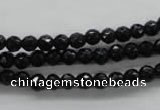 COB351 15.5 inches 5mm faceted round black obsidian beads