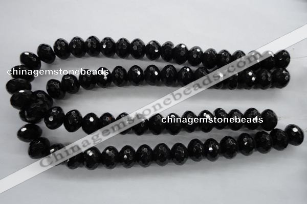 COB364 15.5 inches 12*16mm faceted rondelle black obsidian beads