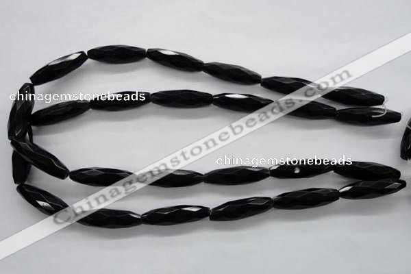 COB378 15.5 inches 8*30mm faceted rice black obsidian beads