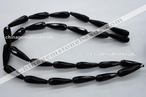 COB380 15.5 inches 10*30mm faceted teardrop black obsidian beads