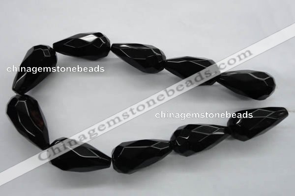 COB385 15.5 inches 18*35mm faceted teardrop black obsidian beads