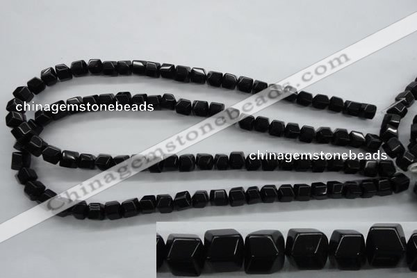 COB388 15.5 inches 8*8mm faceted cube black obsidian beads