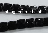 COB390 15.5 inches 10*10mm faceted square black obsidian beads