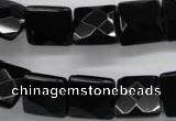 COB392 15.5 inches 14*14mm faceted square black obsidian beads