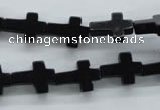 COB415 15.5 inches 10*14mm cross black obsidian beads wholesale