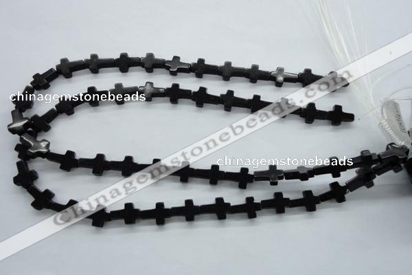 COB415 15.5 inches 10*14mm cross black obsidian beads wholesale