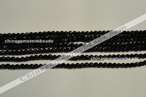 COB450 15.5 inches 4mm faceted round black obsidian beads