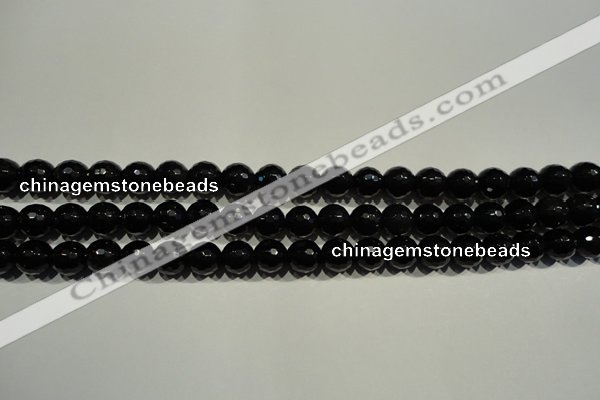 COB451 15.5 inches 6mm faceted round black obsidian beads