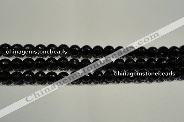 COB452 15.5 inches 8mm faceted round black obsidian beads