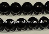 COB454 15.5 inches 12mm faceted round black obsidian beads