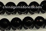 COB455 15.5 inches 14mm faceted round black obsidian beads