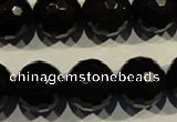 COB456 15.5 inches 16mm faceted round black obsidian beads