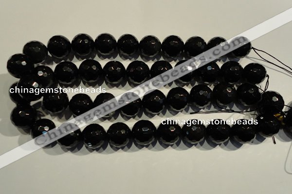 COB457 15.5 inches 18mm faceted round black obsidian beads