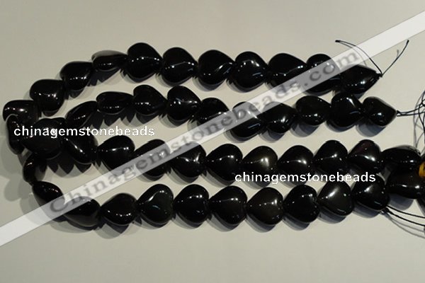 COB470 15.5 inches 16*16mm heart black obsidian beads wholesale