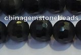 COB473 15.5 inches 6mm faceted round matte black obsidian beads