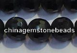 COB474 15.5 inches 8mm faceted round matte black obsidian beads