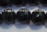 COB476 15.5 inches 12mm faceted round matte black obsidian beads