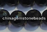 COB477 15.5 inches 14mm faceted round matte black obsidian beads