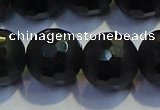 COB478 15.5 inches 16mm faceted round matte black obsidian beads