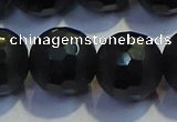 COB479 15.5 inches 18mm faceted round matte black obsidian beads