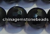 COB480 15.5 inches 20mm faceted round matte black obsidian beads