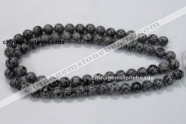 COB53 15.5 inches 12mm round Chinese snowflake obsidian beads