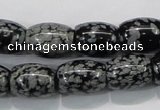 COB54 15.5 inches 12*16mm drum Chinese snowflake obsidian beads