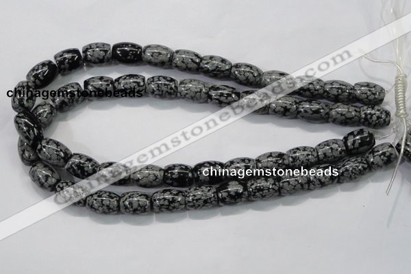 COB54 15.5 inches 12*16mm drum Chinese snowflake obsidian beads