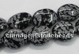 COB55 15.5 inches 12*16mm oval Chinese snowflake obsidian beads