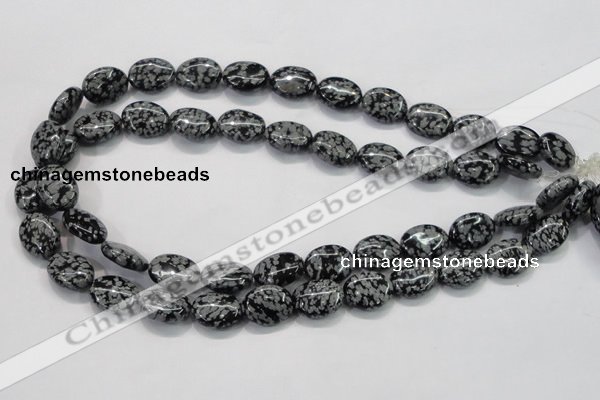 COB55 15.5 inches 12*16mm oval Chinese snowflake obsidian beads