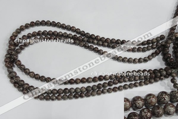 COB551 15.5 inches 6mm round red snowflake obsidian beads wholesale