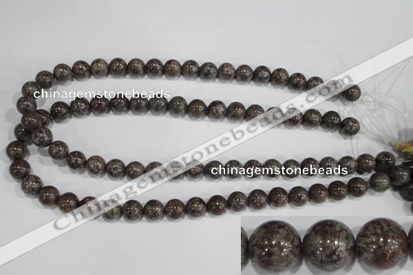 COB553 15.5 inches 10mm round red snowflake obsidian beads wholesale