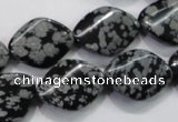 COB57 15.5 inches 15*20mm twisted oval Chinese snowflake obsidian beads