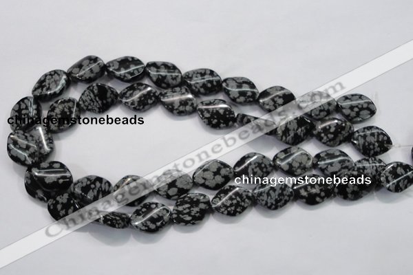 COB57 15.5 inches 15*20mm twisted oval Chinese snowflake obsidian beads