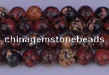 COB660 15.5 inches 4mm round red snowflake obsidian beads