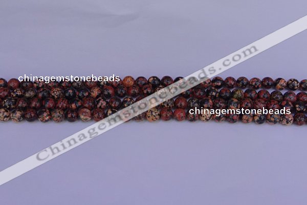 COB660 15.5 inches 4mm round red snowflake obsidian beads