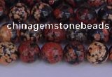 COB662 15.5 inches 8mm round red snowflake obsidian beads