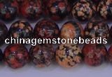 COB663 15.5 inches 10mm round red snowflake obsidian beads