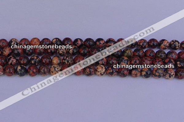 COB663 15.5 inches 10mm round red snowflake obsidian beads