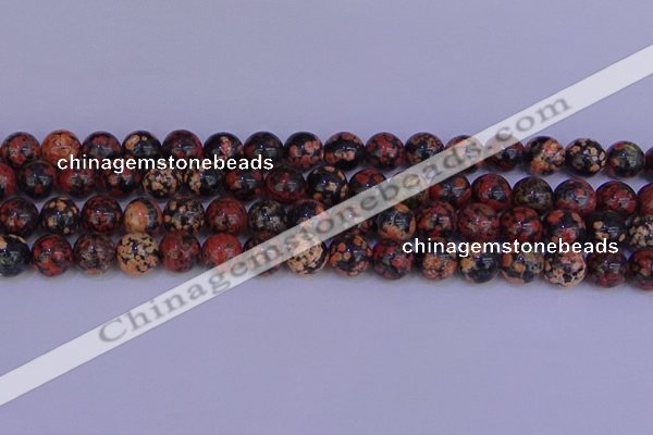 COB664 15.5 inches 12mm round red snowflake obsidian beads