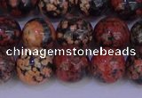 COB665 15.5 inches 14mm round red snowflake obsidian beads