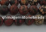 COB672 15.5 inches 8mm round matte red snowflake obsidian beads