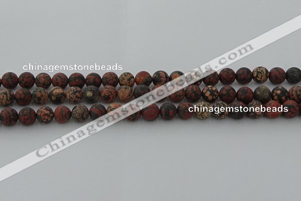 COB672 15.5 inches 8mm round matte red snowflake obsidian beads