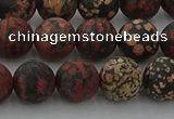 COB673 15.5 inches 10mm round matte red snowflake obsidian beads