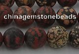 COB674 15.5 inches 12mm round matte red snowflake obsidian beads