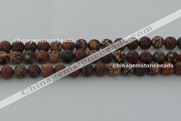 COB674 15.5 inches 12mm round matte red snowflake obsidian beads